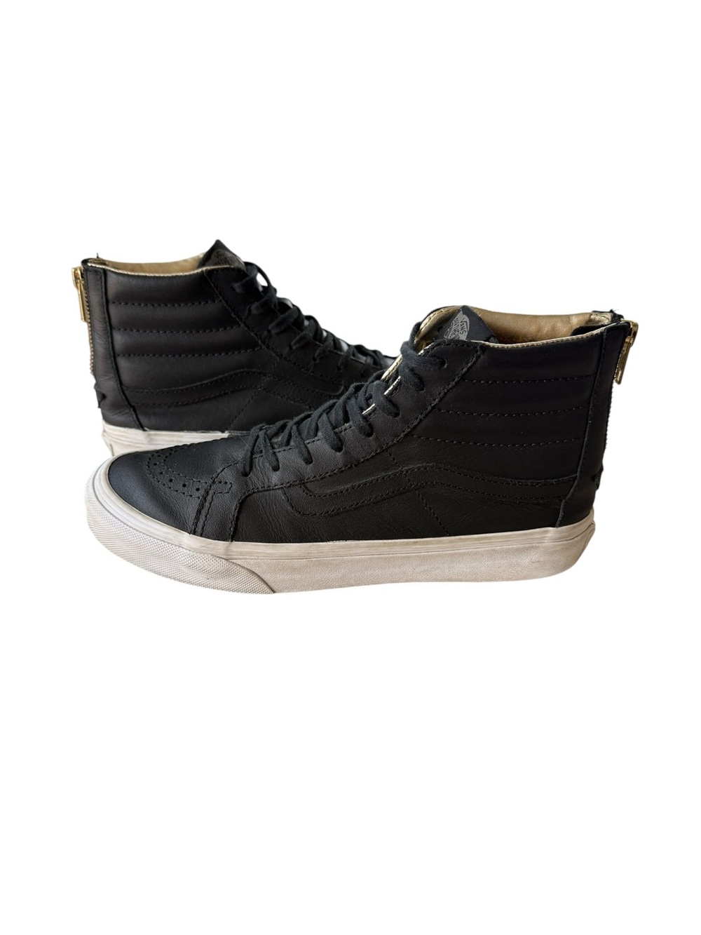 Vans Black Leather High Top Shoes Size 8